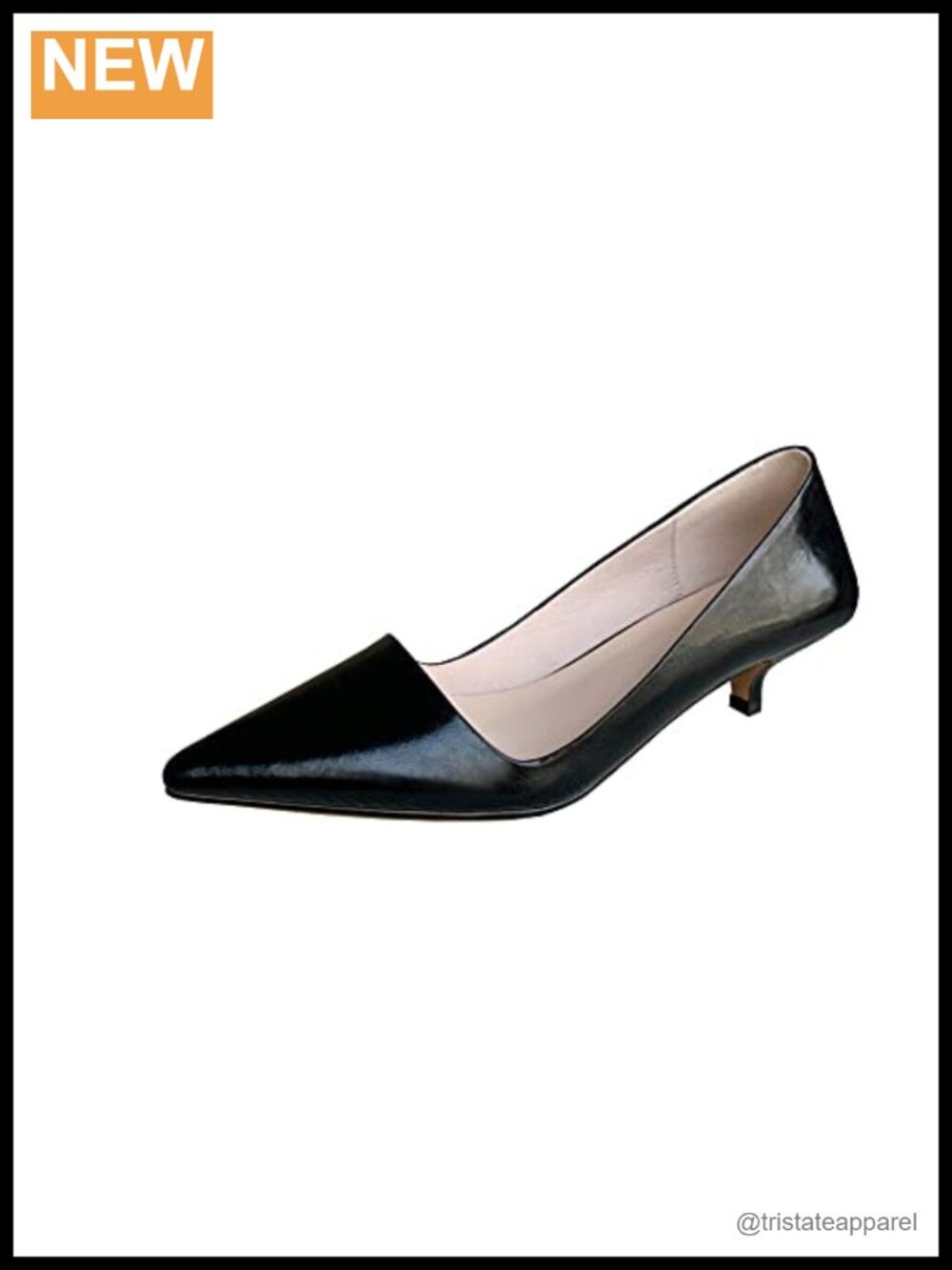 Women's Handmade Leather Kitten Heel Pointed Toe Slip On Pumps